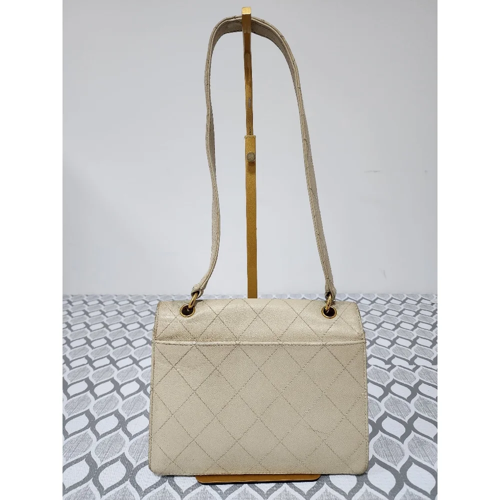 Chanel Vintage Classic Single Flap Bag Cream